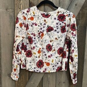 Marine Layer High Neck Long Sleeve Floral Blouse Top
